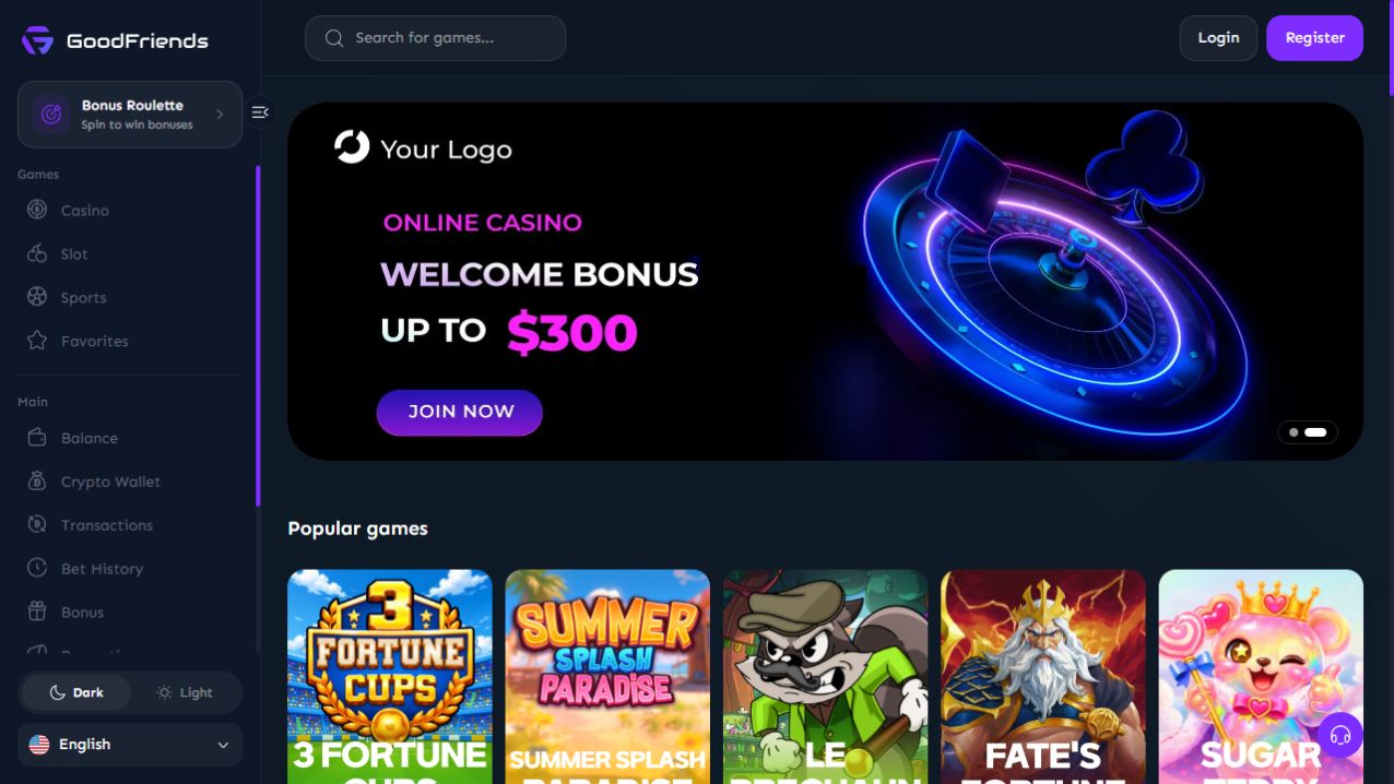 GoodFriends player app game lobby, captured directly in the development environment